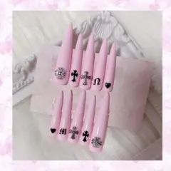 ‪‪❤︎‬現品‪‪❤︎‬ ネイルチップ 量産型 地雷 ピンク 十字架 y2k