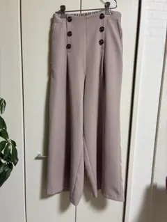 薄紫 ボタン付き ガウチョパンツ Mサイズ