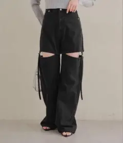 Chico サイドベルトスリットデニム　Mサイズ