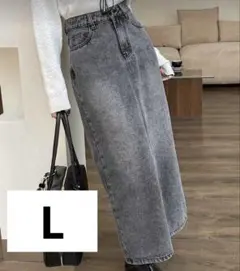[美品]DAZY ウォッシュデニムスカート　ロングスカート　L