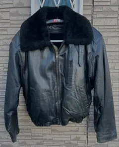 ブラック羊革レザーボンバージャケットMサイズ