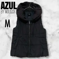 アズールバイマウジー 中綿 ベスト ビッグカラー M 黒 ジップアップ b472