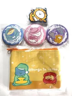 お文具さん　ピンバッジ2個とポーチセット