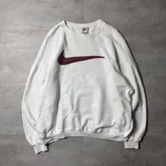 90s NIKE USA製 スウェット ビッグスウッシュ Lサイズ ホワイト