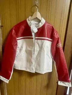 レザー風ジャケット 赤と白