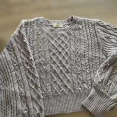 earth music&ecology グレー ケーブル編みニット