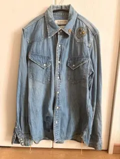 レミレリーフ/スカルスタッヅ デニムシャツ