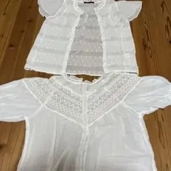 ホワイト刺繍コットンシャツ 半袖