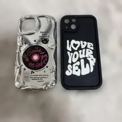 iPhoneケース 2点セット シルバー ブラック
