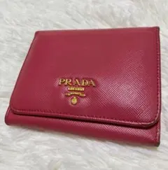 【良品】PRADA プラダ　サフィアーノ　財布 三つ折り　ギャランティーカード