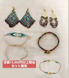 マツノグラスビーズピアス　セット　エスニック　アジアン