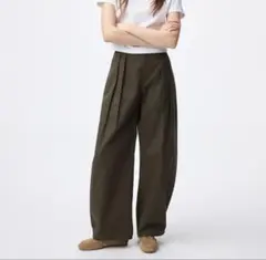 GU チノタックバレルパンツ S ダークブラウン