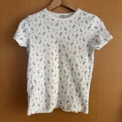 花柄 リブ 半袖Tシャツ ホワイトのサムネイル