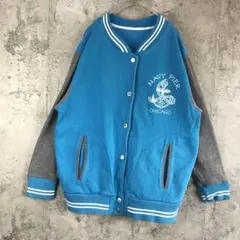 Y2658古着　ジャケット　ジャンパー　青　グレー　90s Y2K