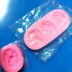 シリコンモールド 天使 花 2個セット レジン 粘土 製菓 ハンドメイド
