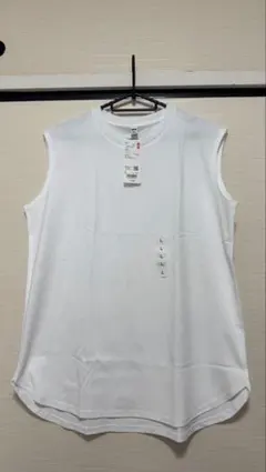 【新品タグ付】UNIQLO エアリズム コットンT（ノースリーブ）白 Lサイズ