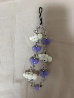 ハート型ビーズ携帯ストラップ