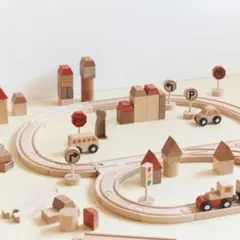 【新品】電車 木製 レールセット 街づくり 知育玩具 積み木 汽車 誕生日 男のサムネイル