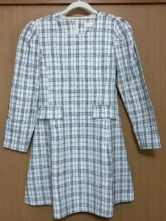 【美品】An MILLE Fサイズ チェック柄ツイードミニワンピース