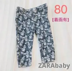 80 ZARA ディズニー ミッキー ミニーちゃん 柄 デニム調レギンスのサムネイル