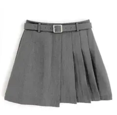 ベルトインパン地付きアシンメトリープリーツミニスカート [at 1995]