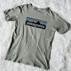 Patagonia パタゴニア ロゴTシャツ グレー キッズXL 人気　デザイン