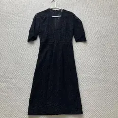 ZARA WOMAN 黒のレースひざ丈ワンピース 五分袖 結婚式　お呼ばれ