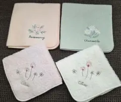 ホットマン 花柄刺繍 タオルハンカチ 4枚セットのサムネイル