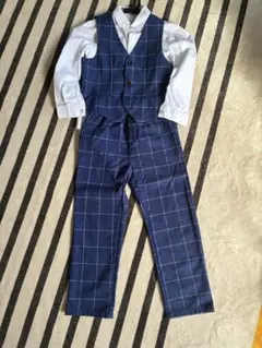 ネイビー チェック柄 フォーマルスーツ 120cm