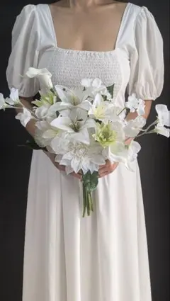 アーティフィシャルフラワー　ウエディングブーケ　クラッチブーケ　前撮り 百合