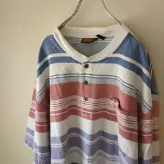 90s FADEDGLORY　ハーフボタン　ボーダー　Tシャツ