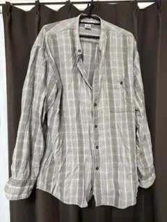 グレー系チェック柄長袖シャツ