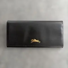 【美品】LONGCHAMP ブラックレザー 長財布のサムネイル