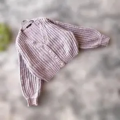 Chip Clip【M】薄紫 クロップド Vネック ケーブルニット カーディガン