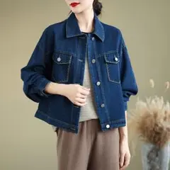 デニム ジャケット 高級感 刺繍 アウター おしゃれ度高め 着痩せ ゆったり系