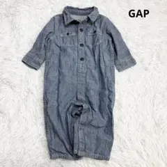 ギャップ・GAP・長袖ロンパース・カバーオール・デニム・シャツ・インディゴブルー