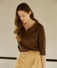 soerte ジャガード　スキッパー　ニットポロシャツのサムネイル