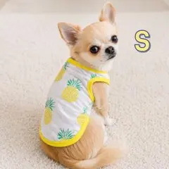 犬服 S 黄色 イエロー タンクトップ パイナップル 夏 涼しい 散歩のサムネイル