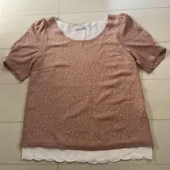 Twelve Agenda◇パンチング&スカラップ　ピンクベージュブラウスのサムネイル