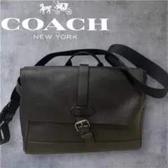 美品✨COACH コーチ　メンズ　ブラック レザー メッセンジャーバッグ　鞄