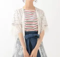 earth music&ecology　ボーダー半袖ボートネックプルオーバー