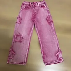 ピンク ダメージ加工 ワイドパンツ　SHEIN 7Y 女の子