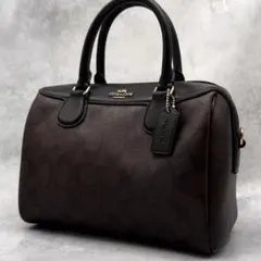 COACH コーチ ハンドバッグ ミニボストンバッグ PVC サッチェル 茶