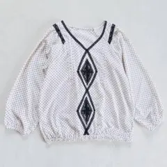 Live in comfort ドット柄 レース刺繍 プルオーバーブラウス Mのサムネイル