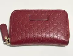 GUCCI レディース　コインケース　小銭入　GGパターン　ワインレッド　赤