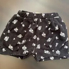 黒色 花柄 ショートパンツ　プティマイン　80 ベビー　秋冬