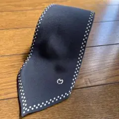 断捨離中ミラショーン　ネイビー ドット柄 シルクネクタイ