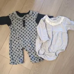 Cottoli フリル付きロンパース グレー