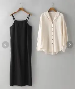 長袖シャツ&キャミワンピース2点セットアップ