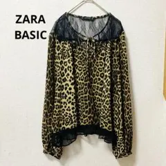 【ZARA】レオパード柄 レースブラウス ヒョウ柄 Y2K グランジ Ｌ